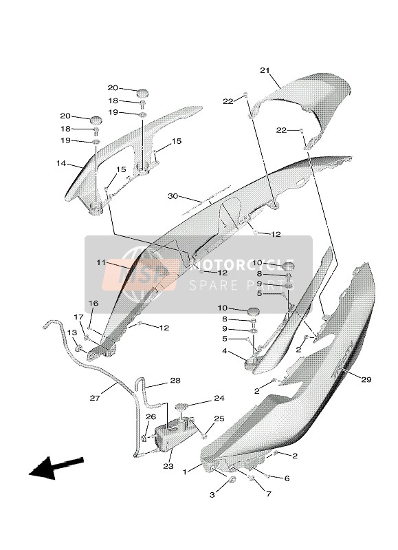 Yamaha TRICITY 300 2021 Coperchio laterale per un 2021 Yamaha TRICITY 300